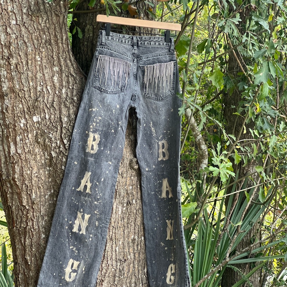 Levi's Black Straight Leg Jeans with White Accents